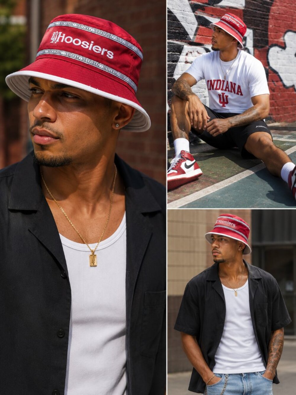 New Adidas Mens Hoosiers Indiana Red Bucket Hat